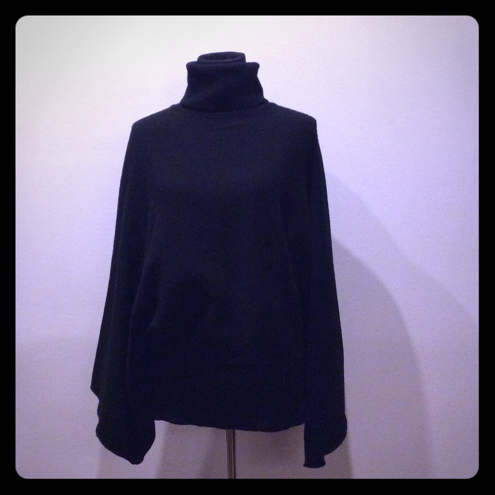 DKNY Wool Rollover Neck Sweater W/ Bell Sleeves